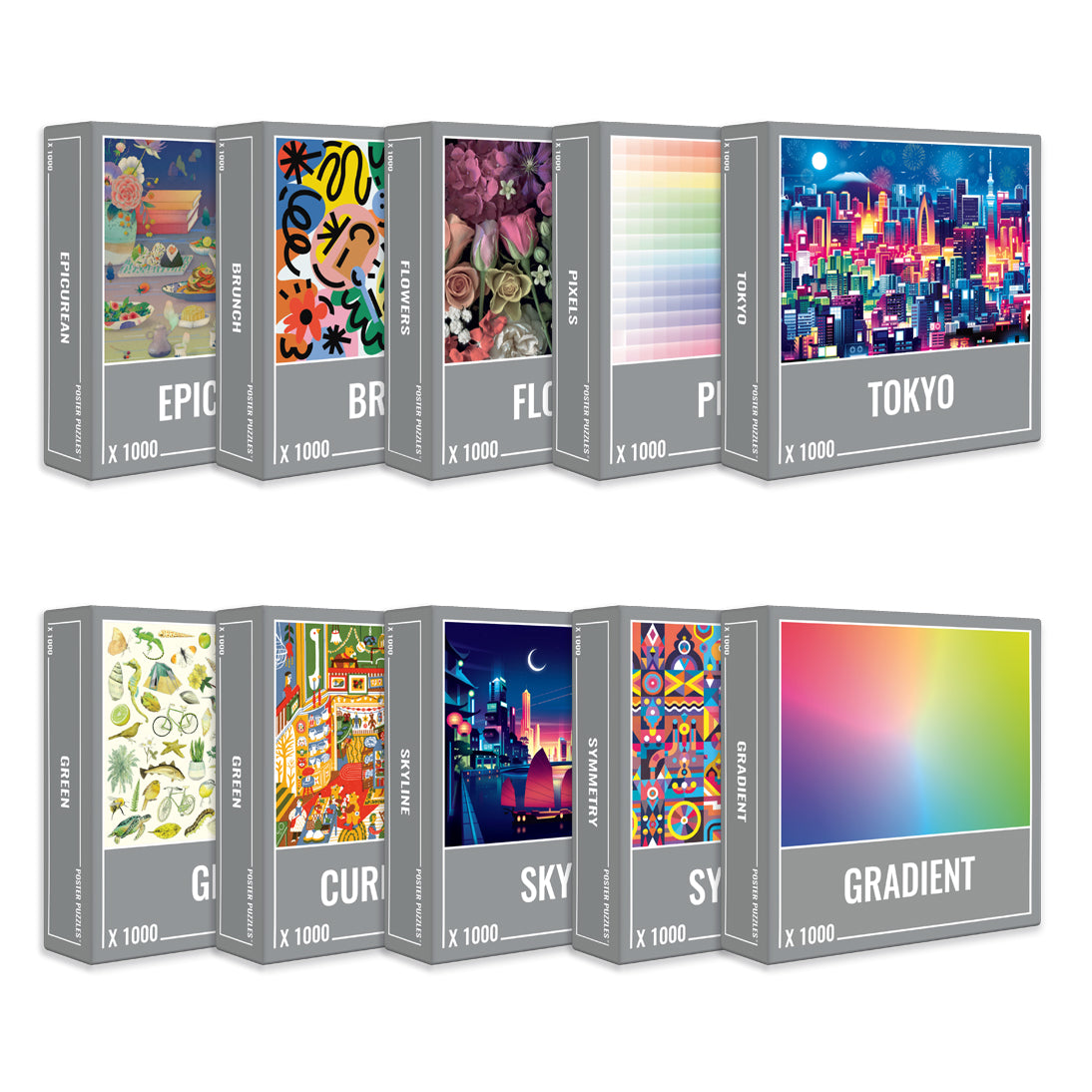 Riesiges Puzzle-Bundle mit 1000 Teilen (10er-Pack)
