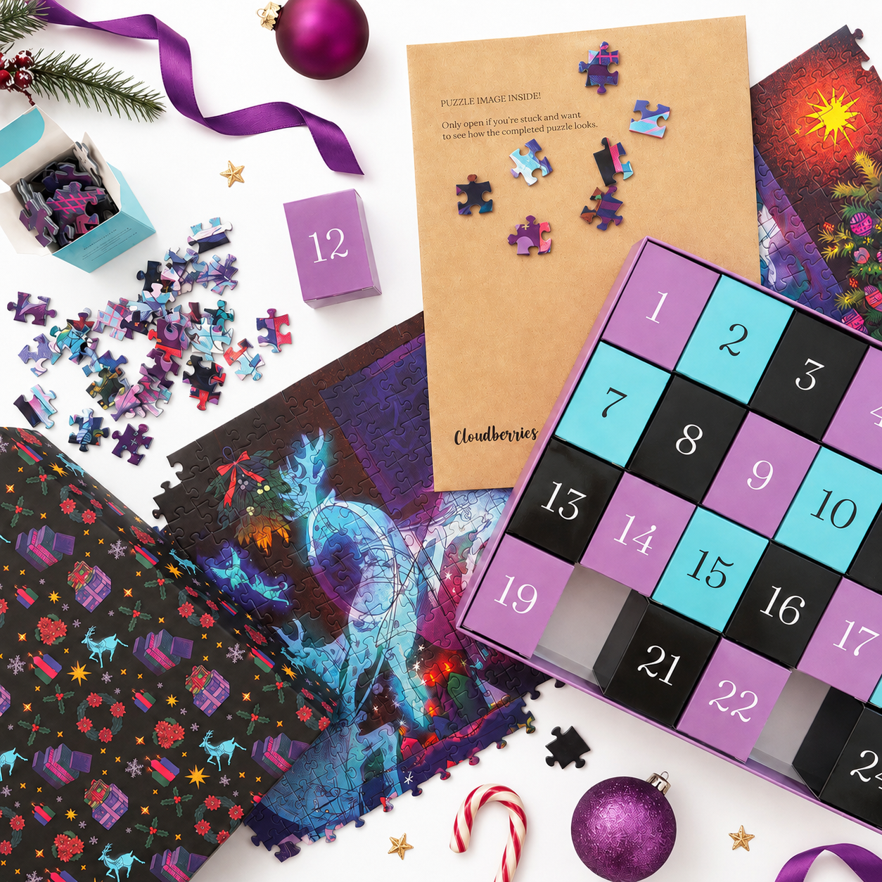 Im Dunkeln leuchtender Puzzle-Adventskalender